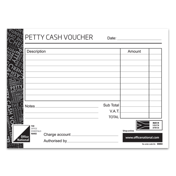 ON Petty Cash Voucher 5 Pack