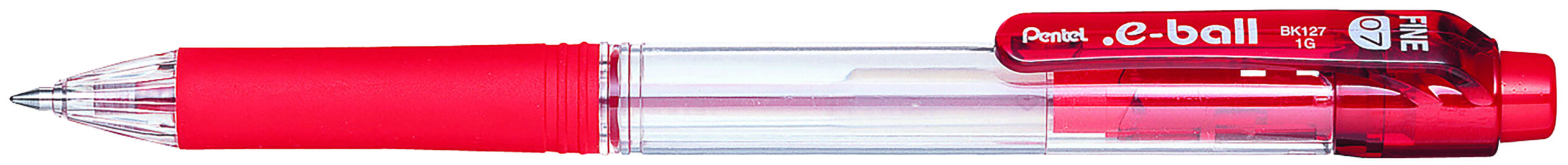Pentel E-ball Retractable Ballpoint Pen 0.7mm Red - Image 1