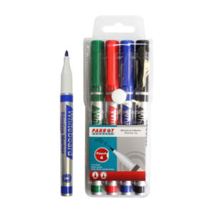 Parrot Whiteboard Slimline Markers Assorted 4 Pack 2mm - Image 1