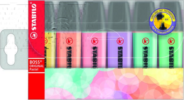 Stabilo BOSS Highlighters Assorted Pastel 6 Pack 2mm