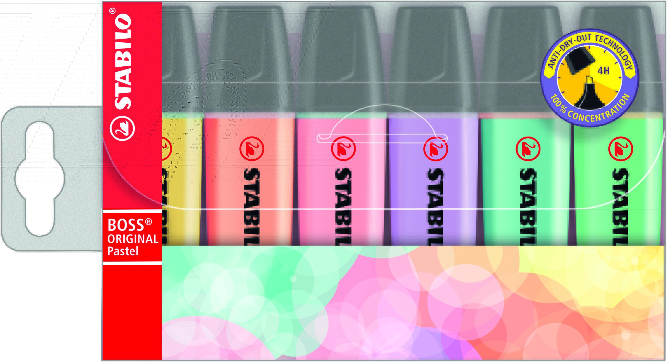 Stabilo BOSS Highlighters Assorted Pastel 6 Pack 2mm - Image 1