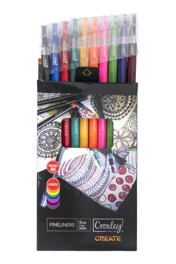 CROXLEY Croxley Create Fineliners Assorted 10 Pack 0.4mm