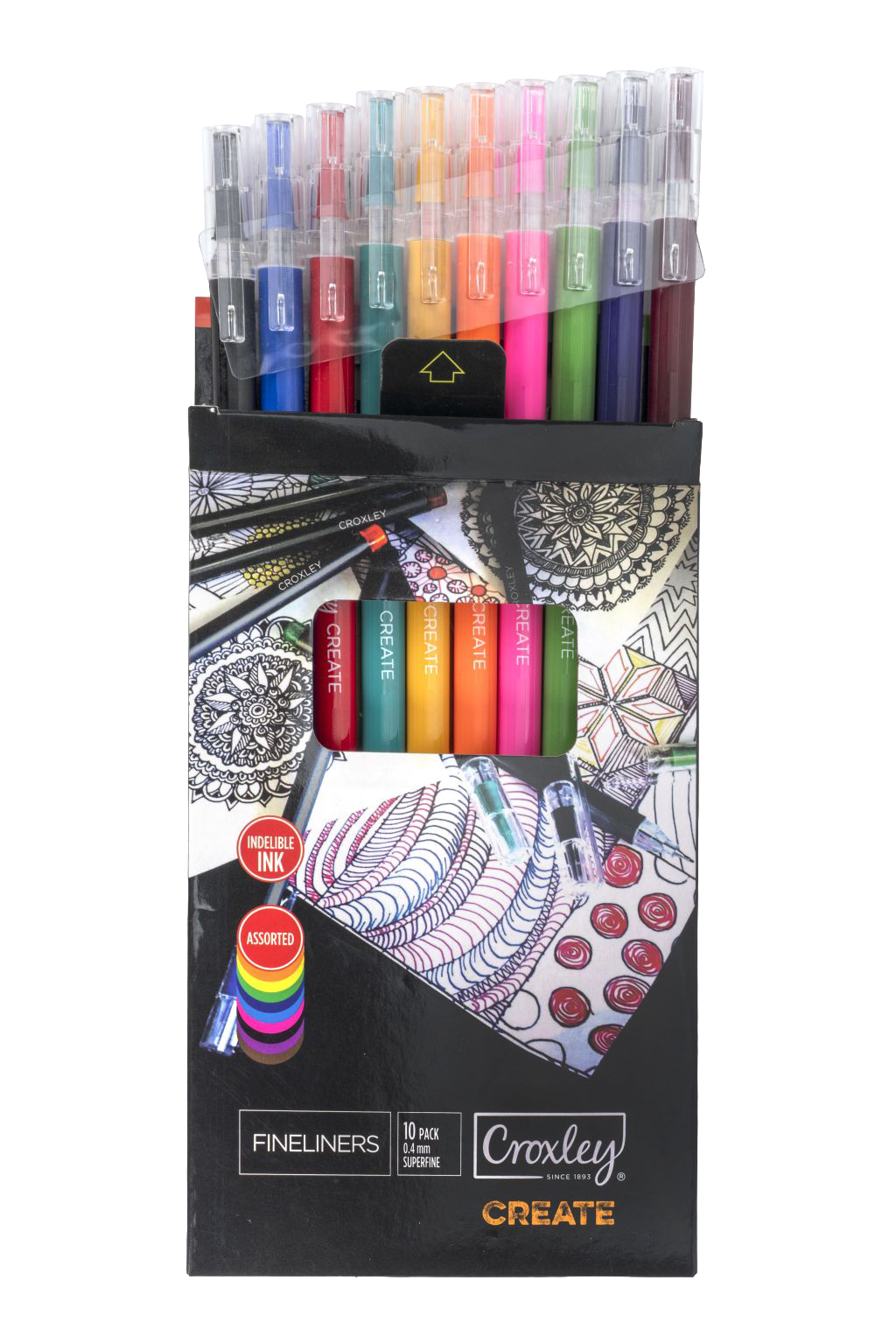 CROXLEY Croxley Create Fineliners Assorted 10 Pack 0.4mm - Image 1