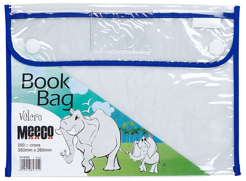 Meeco A4 Velcro Book Bags Pack Size Blue - Image 1