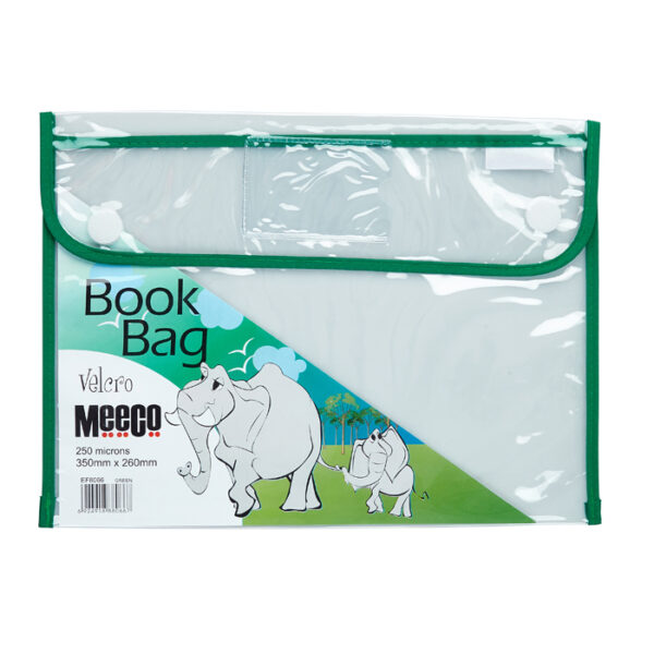 Meeco A4 Velcro Book Bags Pack Size Green