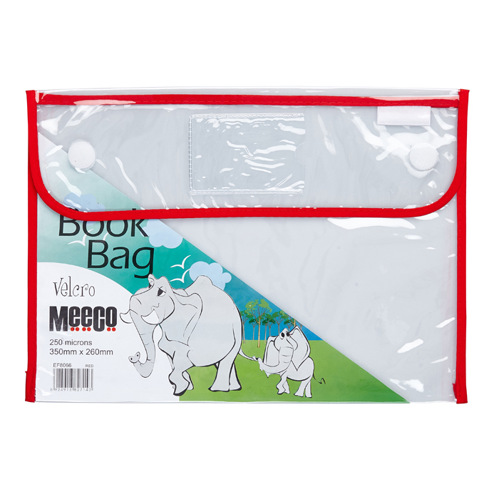 Meeco A4 Velcro Book Bags Pack Size Red - Image 1