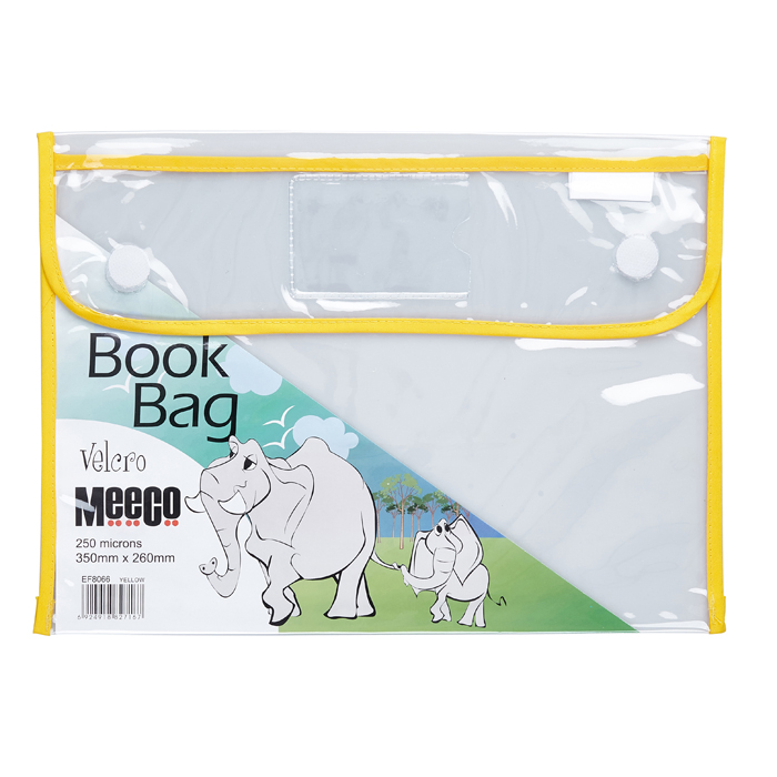Meeco A4 Velcro Book Bags Pack Size Yellow - Image 1