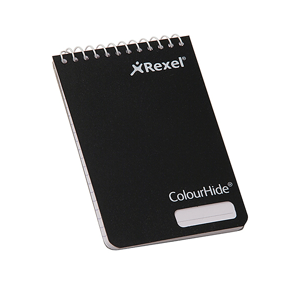 Rexel Colourhide Pocket Notebooks 112x77mm Black 96 Pack - Image 1