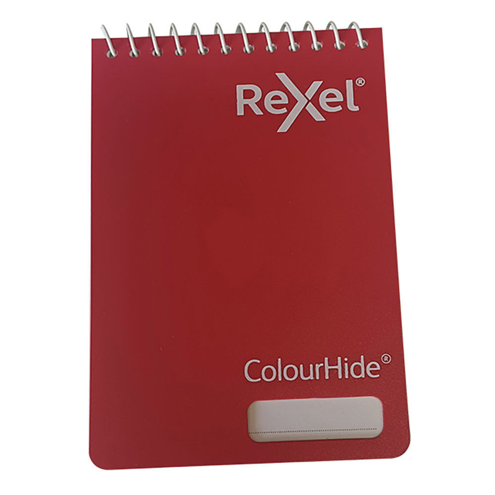 Rexel Colourhide Pocket Notebooks 112x77mm Red 96 Pack - Image 1