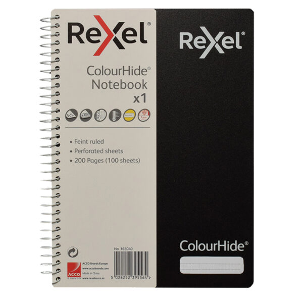 Rexel Colourhide Notebooks A4 Black 120 Pack