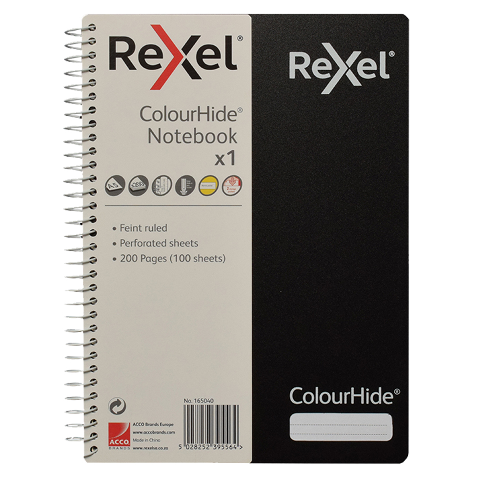 Rexel Colourhide Notebooks A4 Black 120 Pack - Image 1