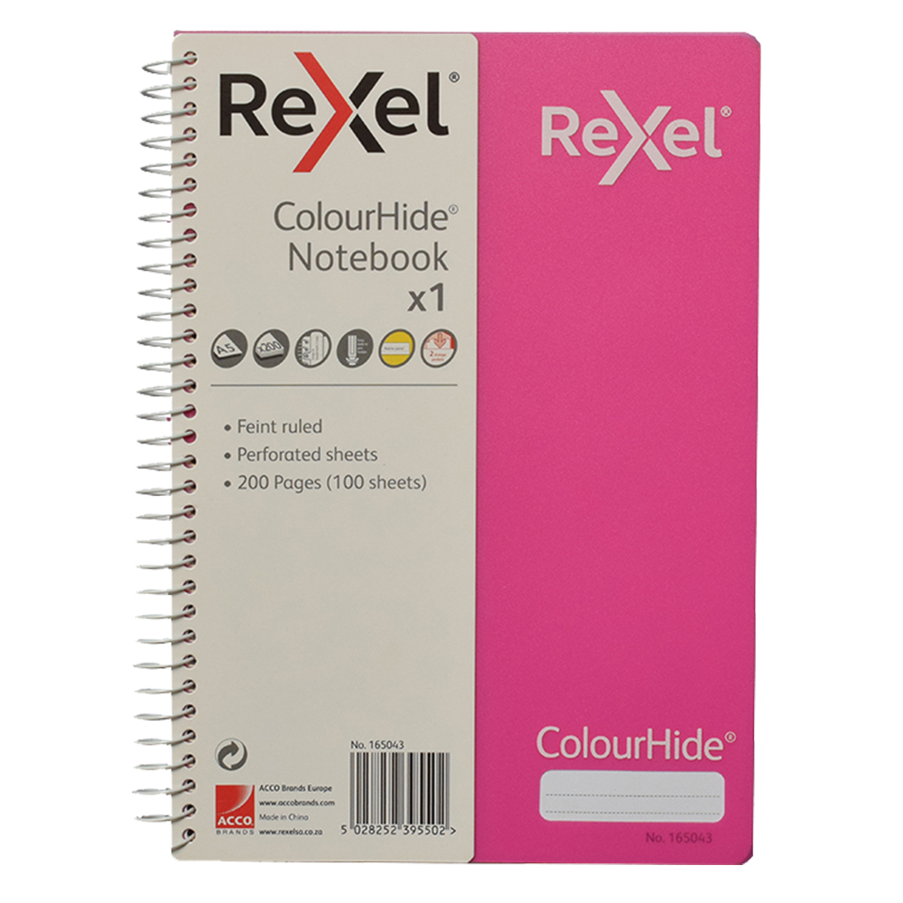 Rexel Colourhide Notebooks A4 Pink 120 Pack - Image 1