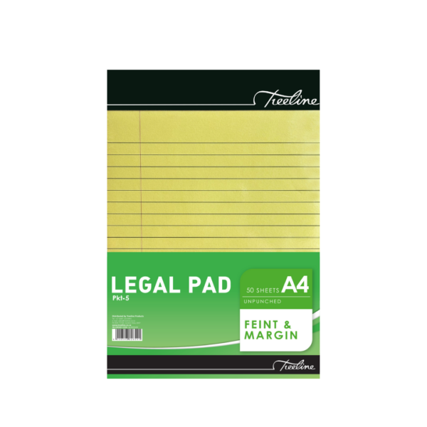 Treeline Legal Pad Yellow 50 Pack A4