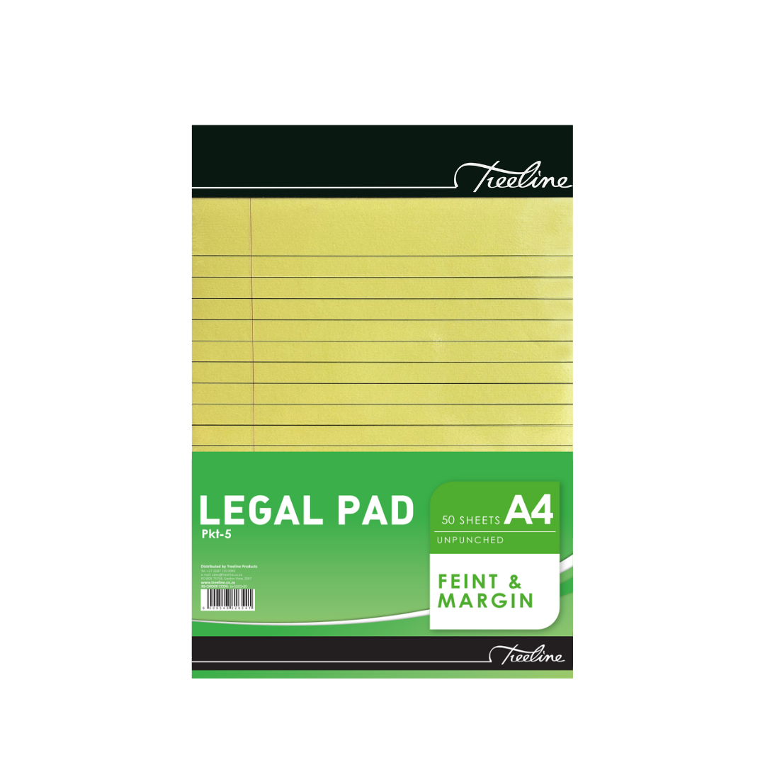 Treeline Legal Pad Yellow 50 Pack A4 - Image 1