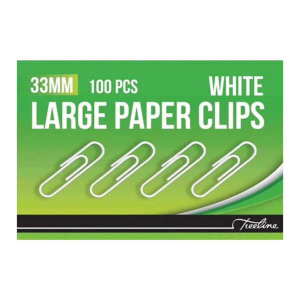 Treeline Paperclips 33mm White 100 Pack
