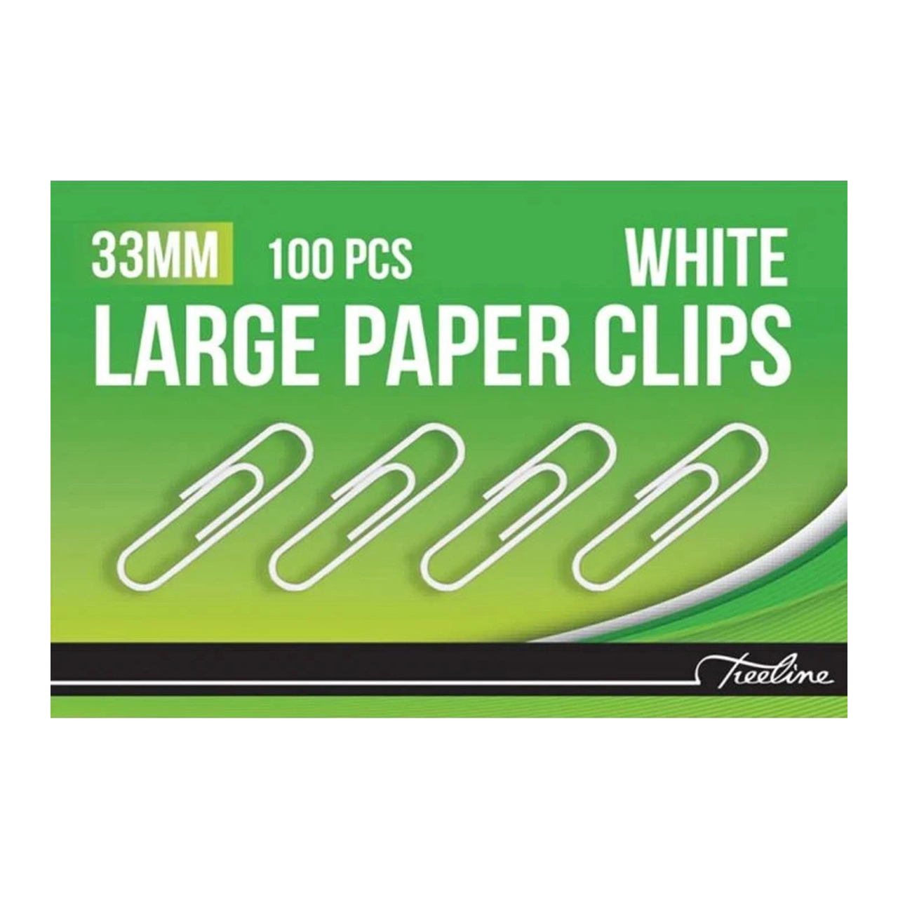 Treeline Paperclips 33mm White 100 Pack - Image 1