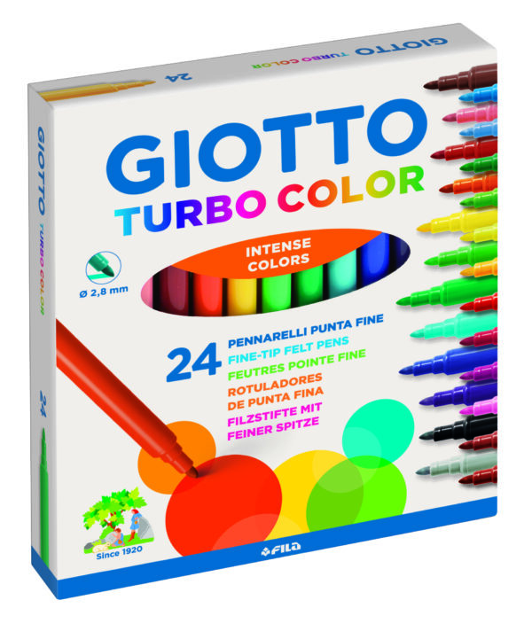 Giotto Turbo Fibre Tip Pens Assorted 24 Pack