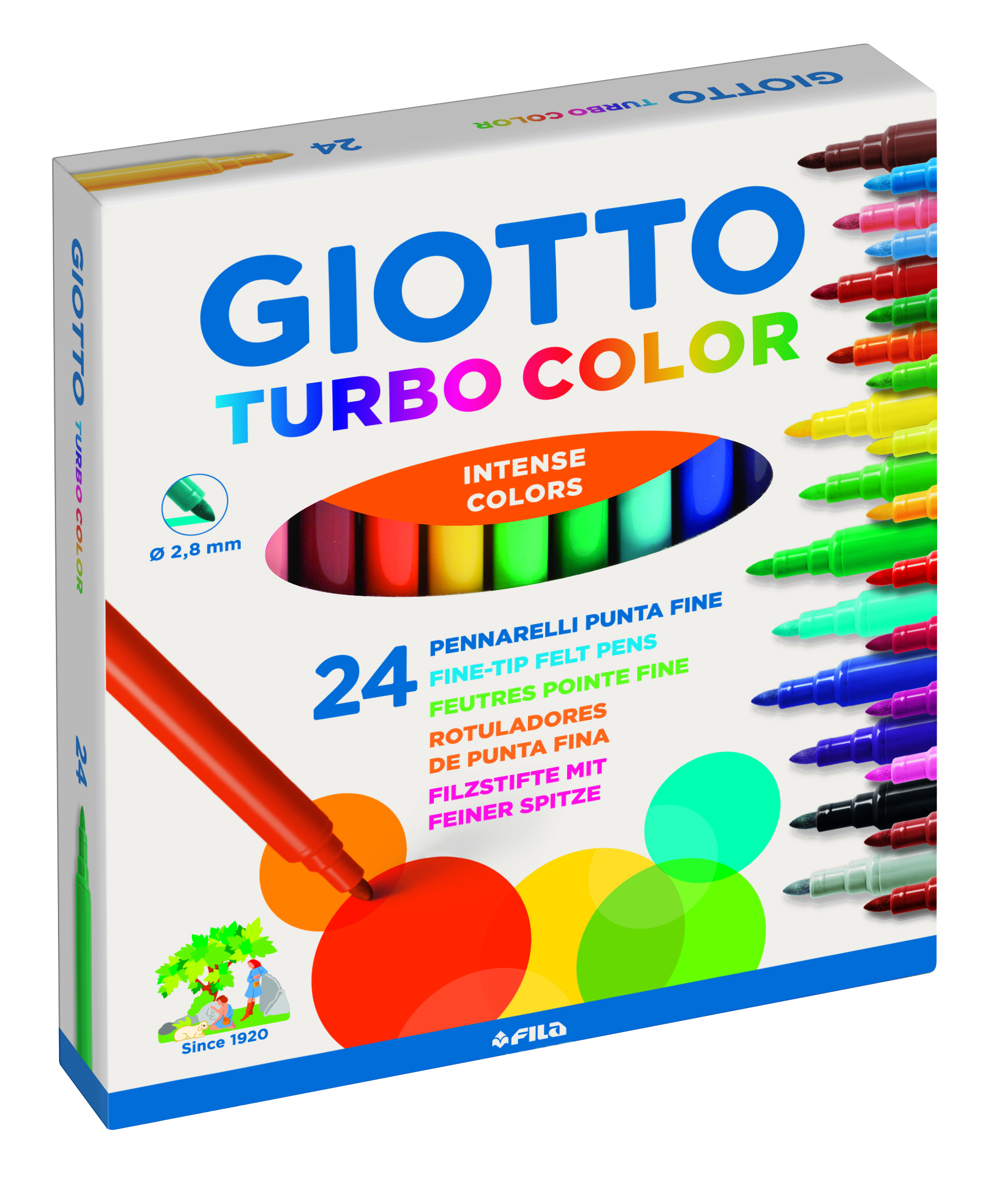 Giotto Turbo Fibre Tip Pens Assorted 24 Pack - Image 1