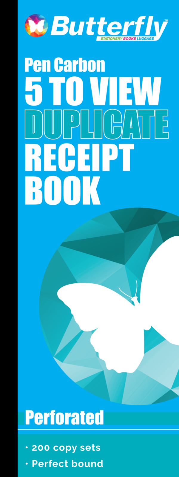 Butterfly Receipt Book A5 100 Sets 5-to-View 280mmx105mm.