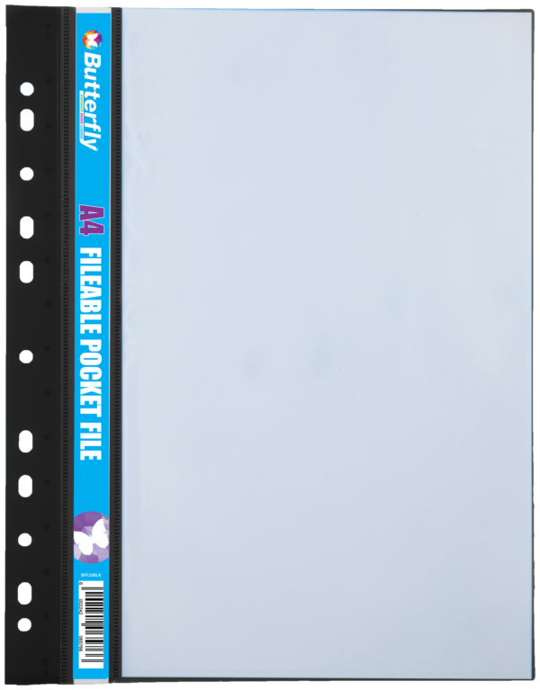 Butterfly Fileable Pocket Files A4 Black 20 Pack 20