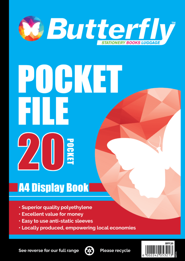 File Display Butterfly A4 20 Pockets