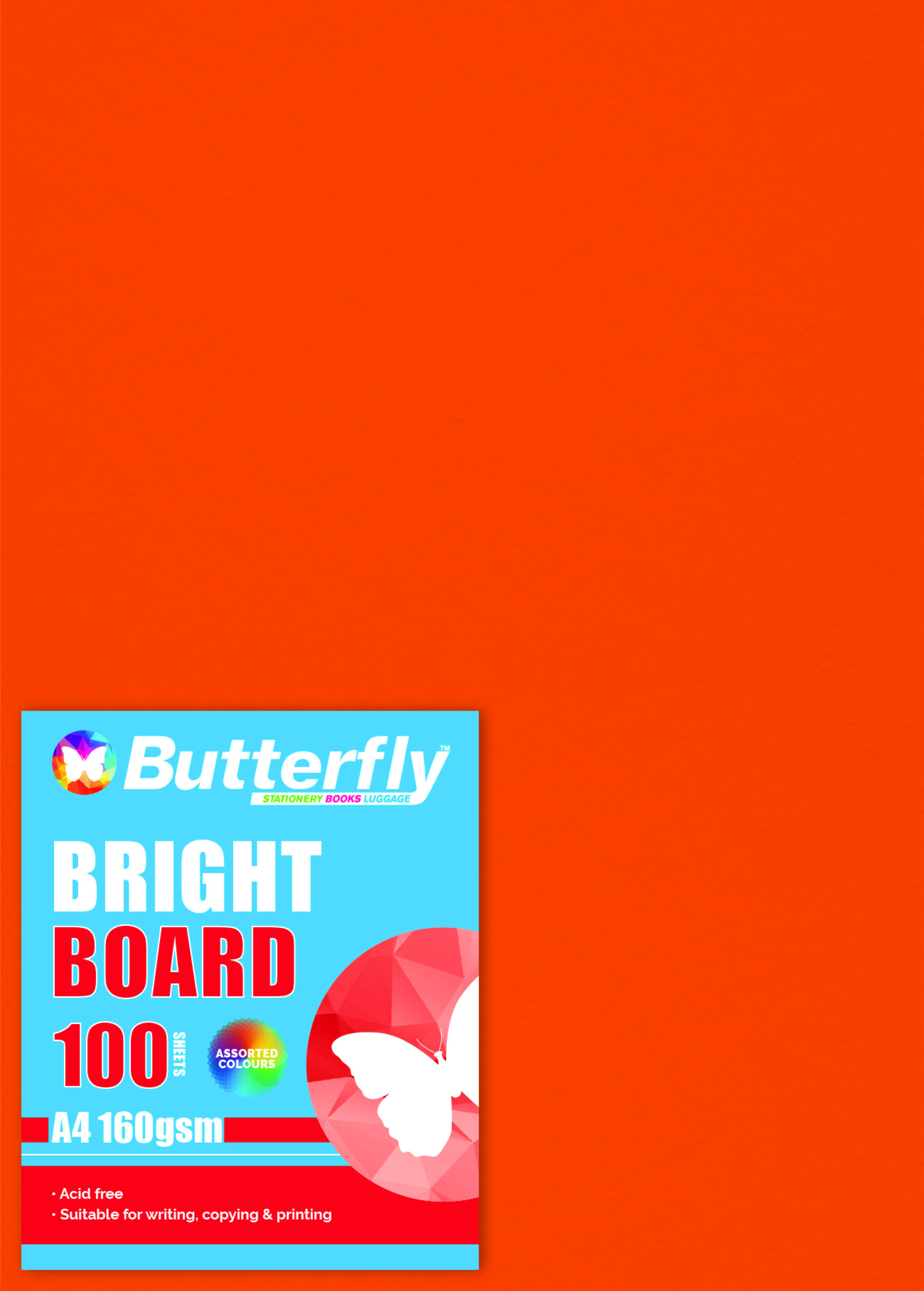 Board A4 Butterfly160gsm BrightOra 100Pk - Image 1