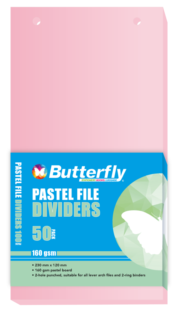 Butterfly Board File Dividers 120mmx230mm Assorted