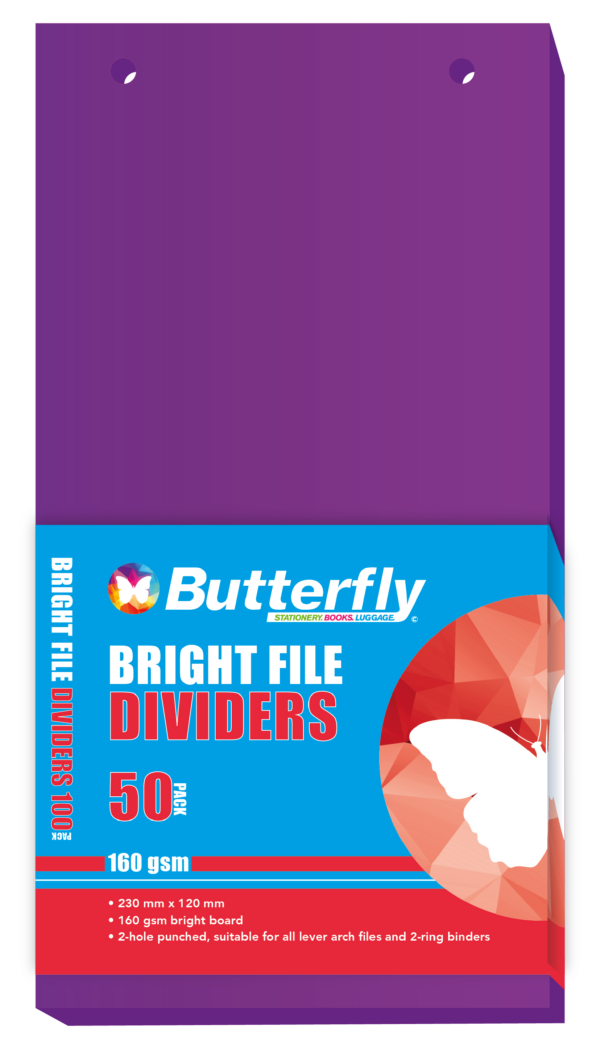 Divider File Butterfly BrightPurp 50Pk
