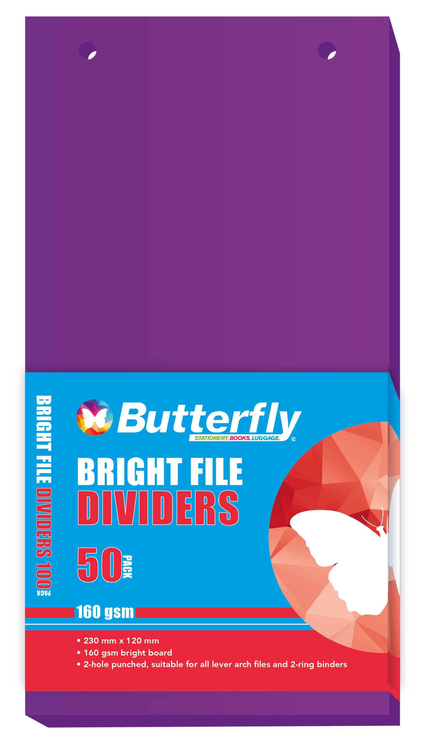 Divider File Butterfly BrightPurp 50Pk - Image 1