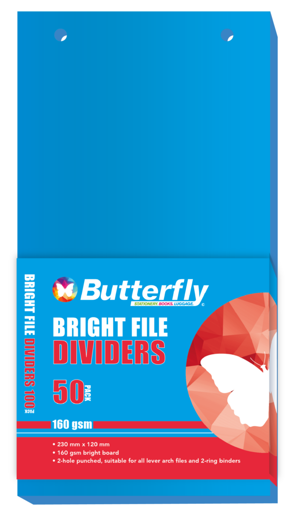 Divider File Butterfly BrightBlu 50Pk