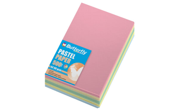 Butterfly 80gsm Mixed Paper Reams A4 Assorted Pastel 500 Pack