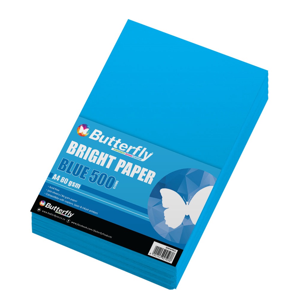 Butterfly 80gsm Bright Paper A4 Blue 500 Pack - Image 1