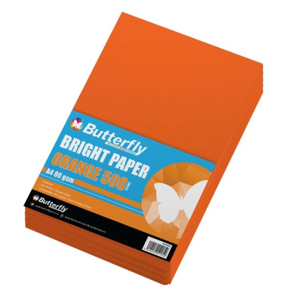 Butterfly 80gsm Bright Paper A4 Orange 500 Pack