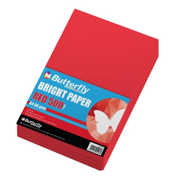 Butterfly 80gsm Bright Paper A4 Red 500 Pack