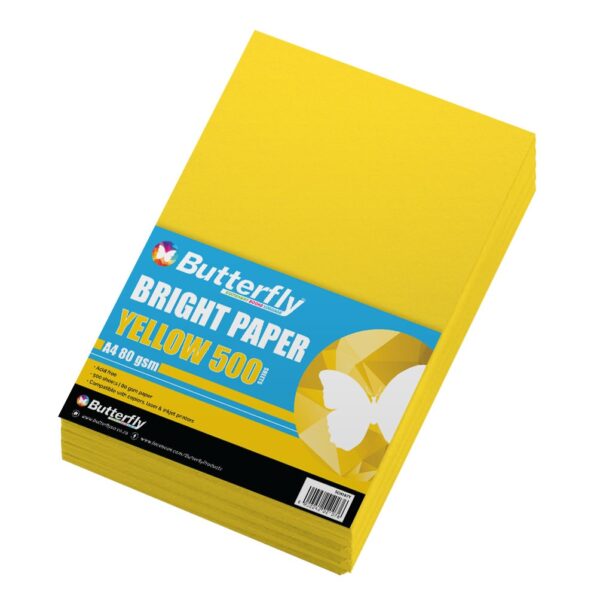 Butterfly 80gsm Bright Paper A4 Yellow 500 Pack