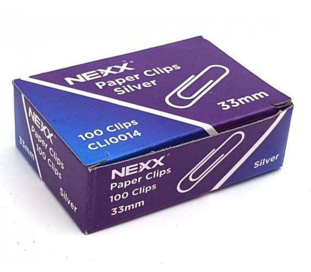 Nexx Paper Clips 33mm Silver 100 Pack