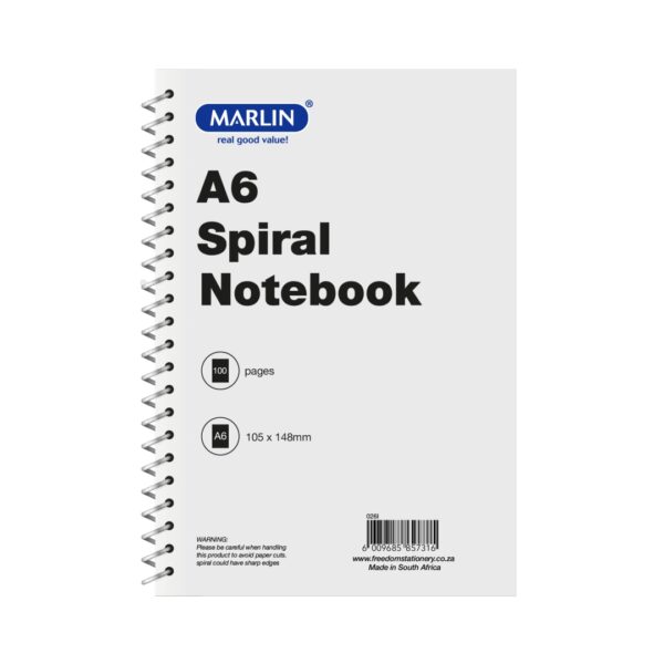 Marlin Spiral Bound Notebooks A6 100 Pack