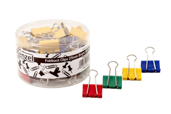 Kenzel Foldback Clips 25mm Bright 48 Pack