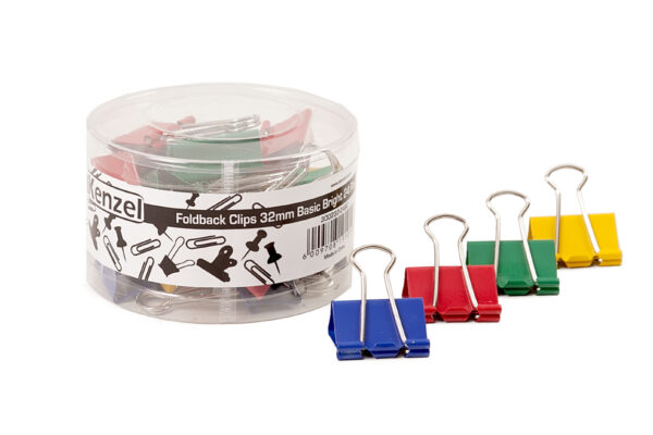 Kenzel Foldback Clips 32mm Bright 24 Pack
