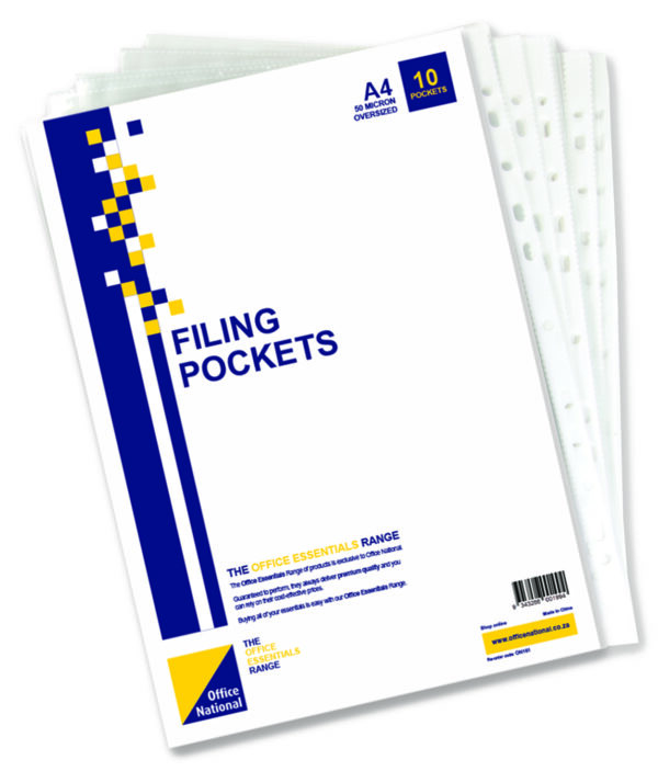 ON A4 Filing Sleeves Clear 10 Pack
