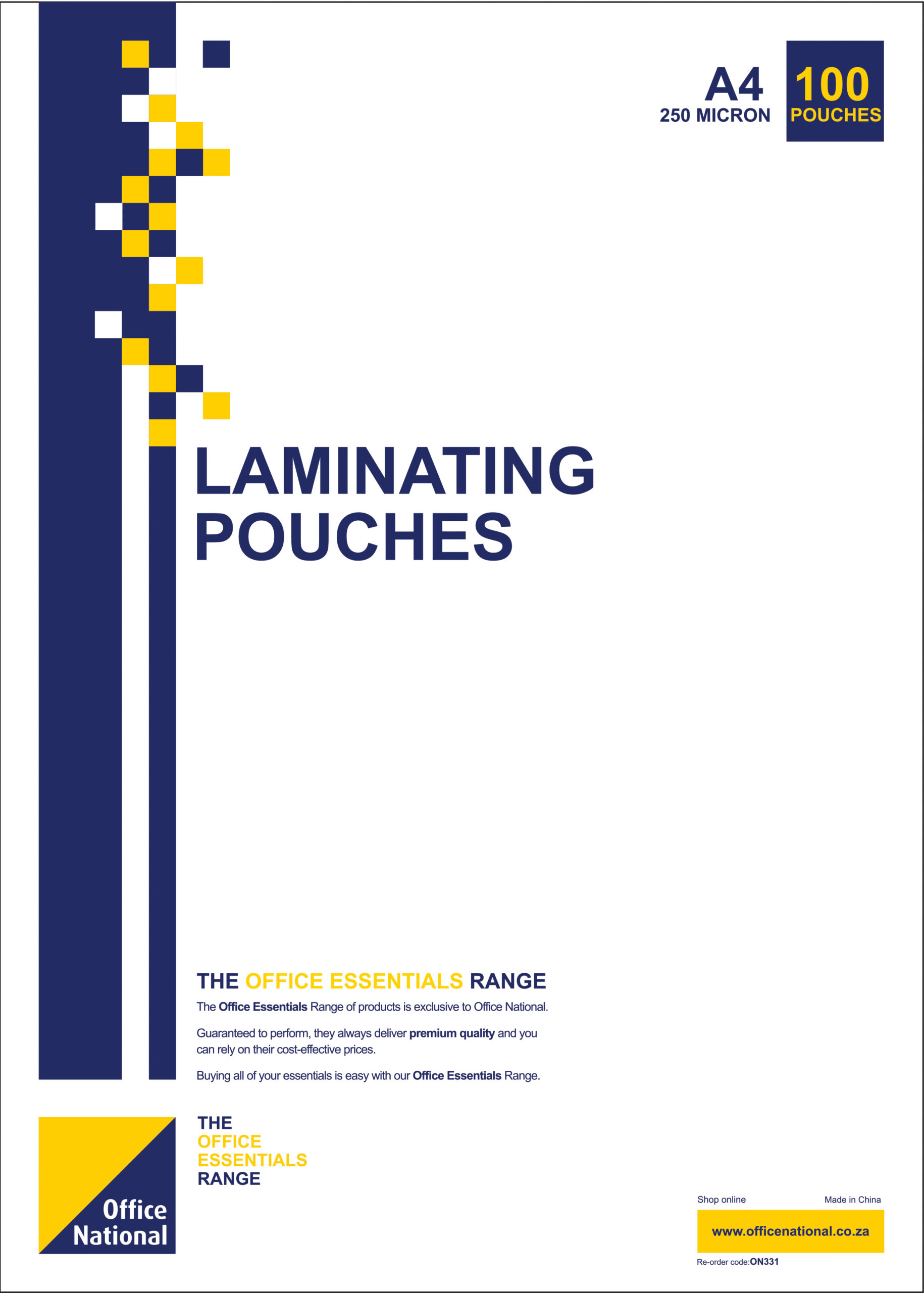 ON Laminating Pouches A4 100 Pack - Image 1