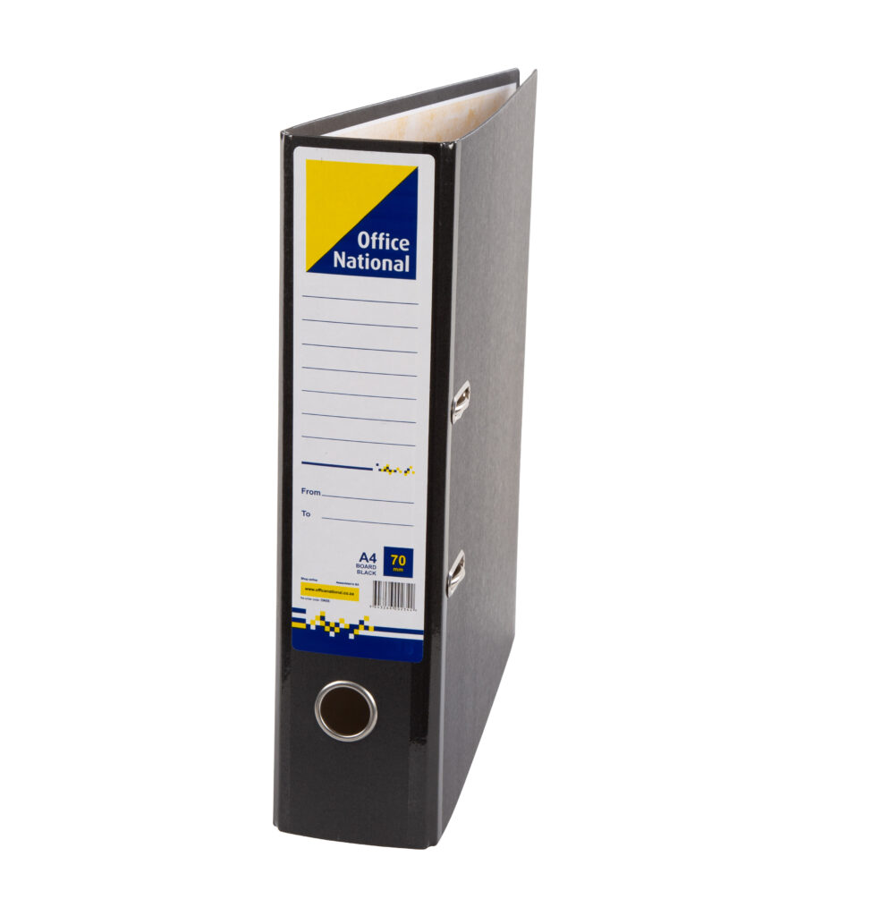 ON A4 Board Lever Archive File 70mm Black
