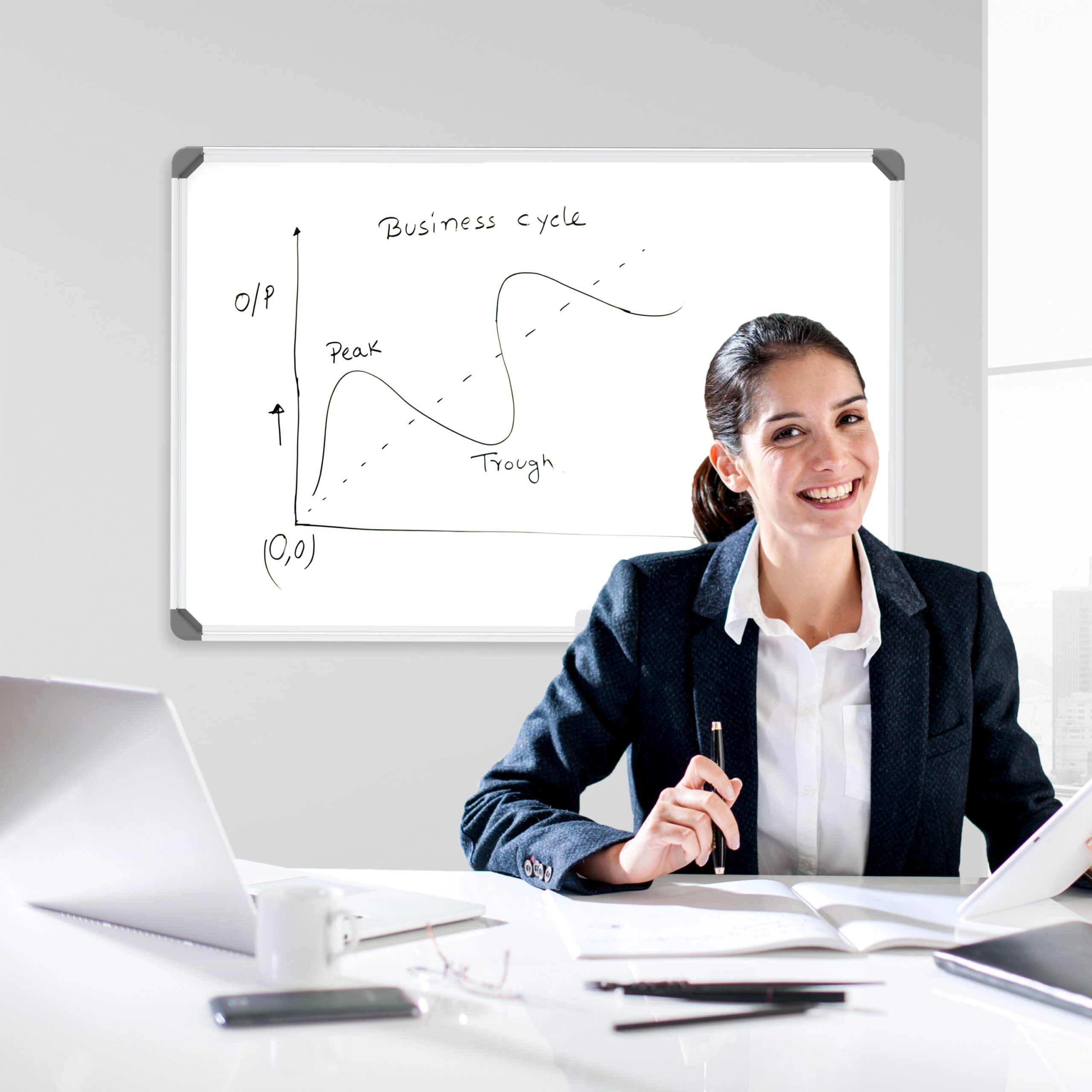 Parrot Magnetic Slimline Whiteboards 900x600mm 18mm - Image 1