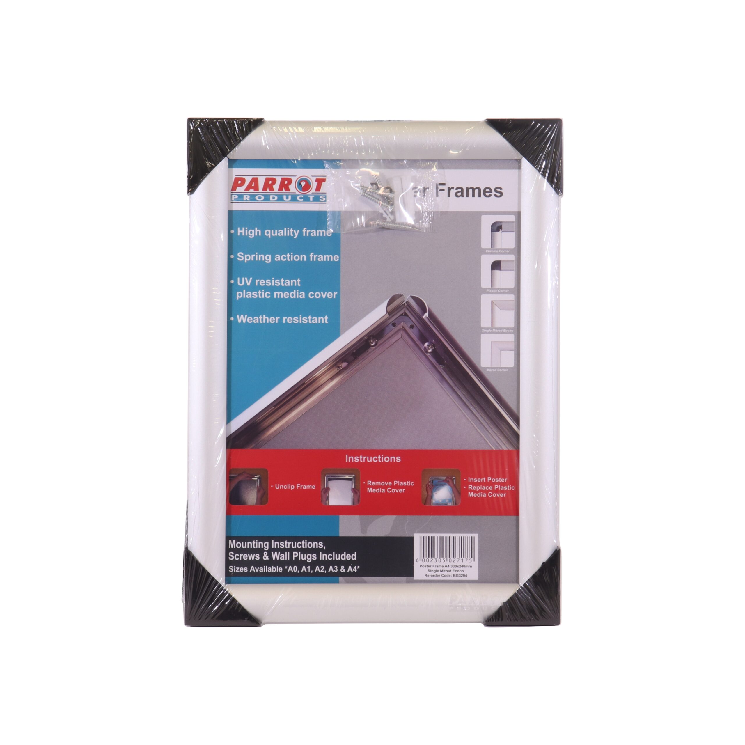Parrot Mitred Corner Poster Frames and Hanging Systems A3 - Image 1