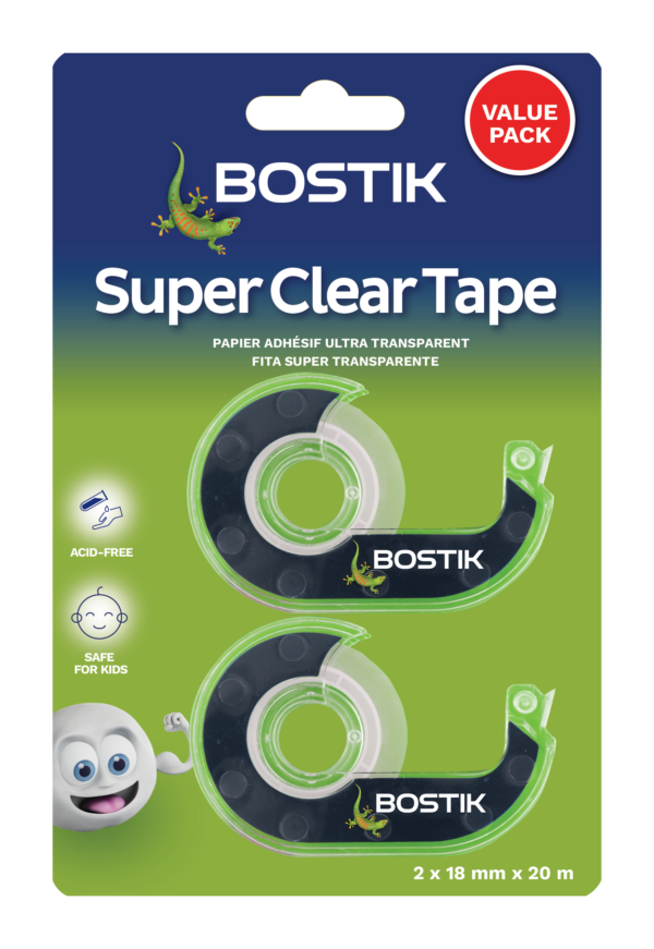 Bostik Super Clear Tapes 18mmx20m 2 Pack