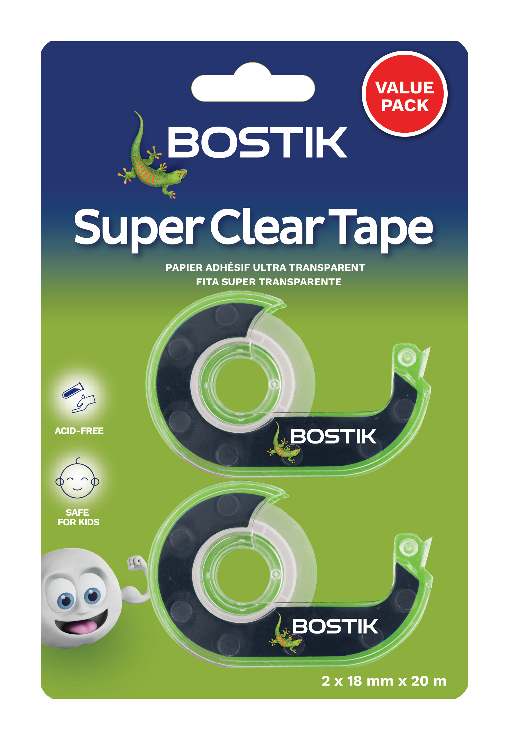 Bostik Super Clear Tapes 18mmx20m 2 Pack - Image 1