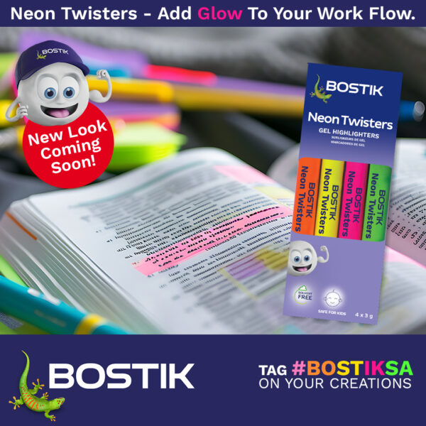 Bostik Neon Highlighters Assorted 4 Pack