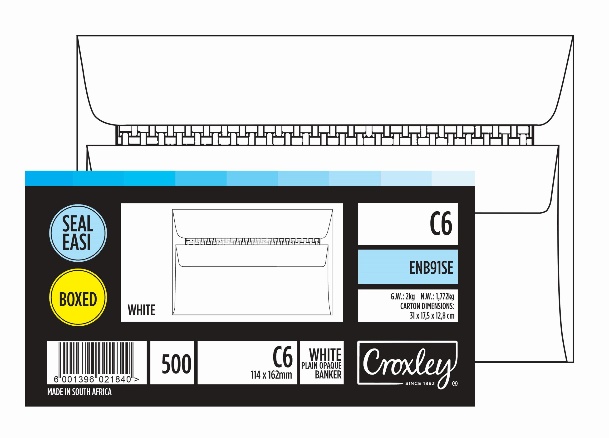 CROXLEY C6 Seal Easi Envelopes 114x162mm White 500 Pack - Image 1
