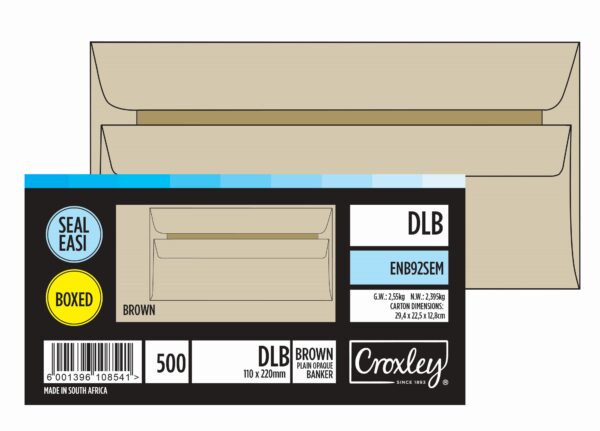 CROXLEY DLB Seal Easi Envelopes 110x220mm Manila 500 Pack