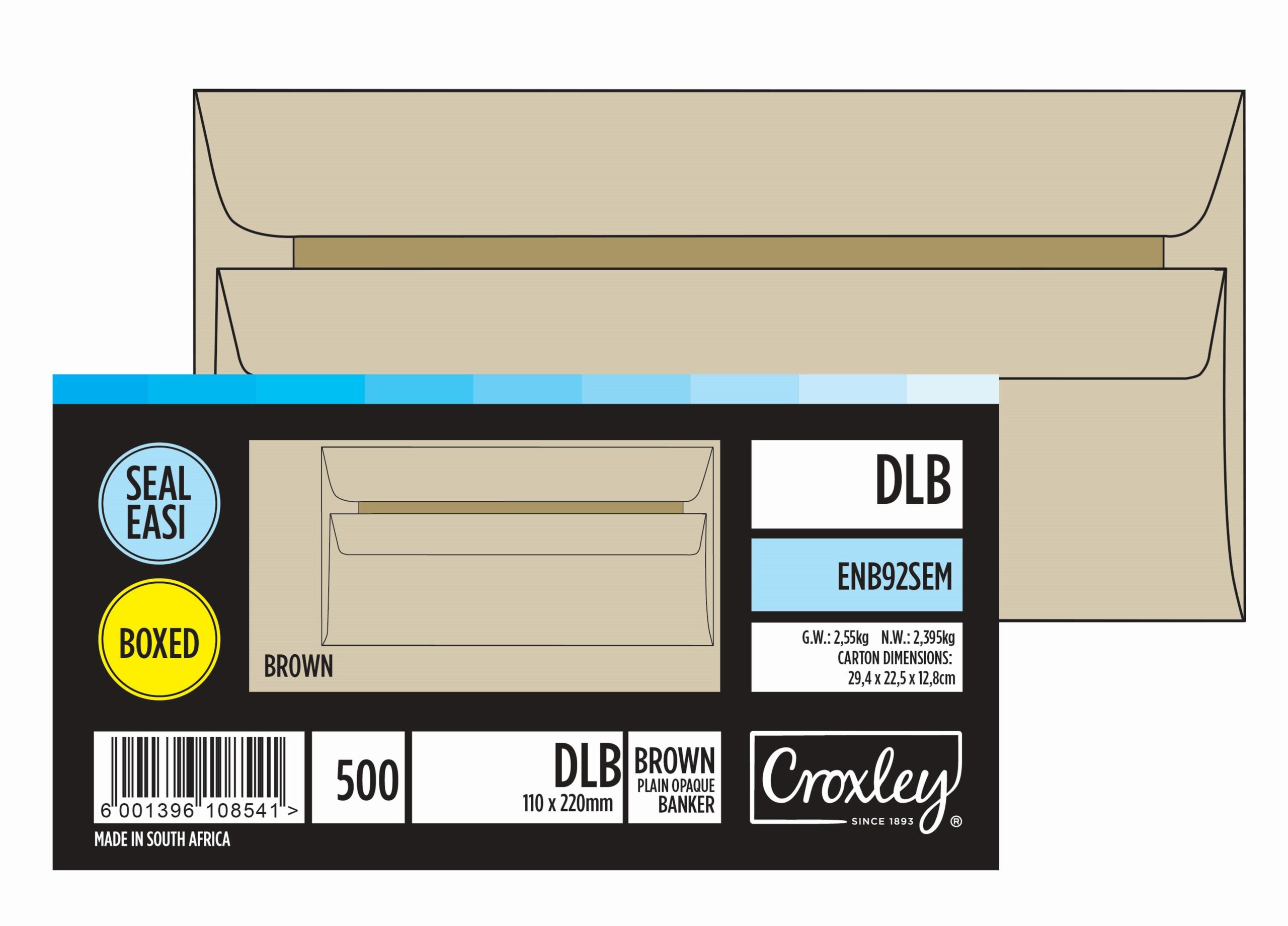 CROXLEY DLB Seal Easi Envelopes 110x220mm Manila 500 Pack - Image 1